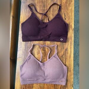 Danskin Ribbed Strappy Bralettes - Deep Plum & Dusty Mauve